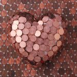 Heart shaped copper coins